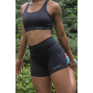 Adult Black Sports bra and shorts set