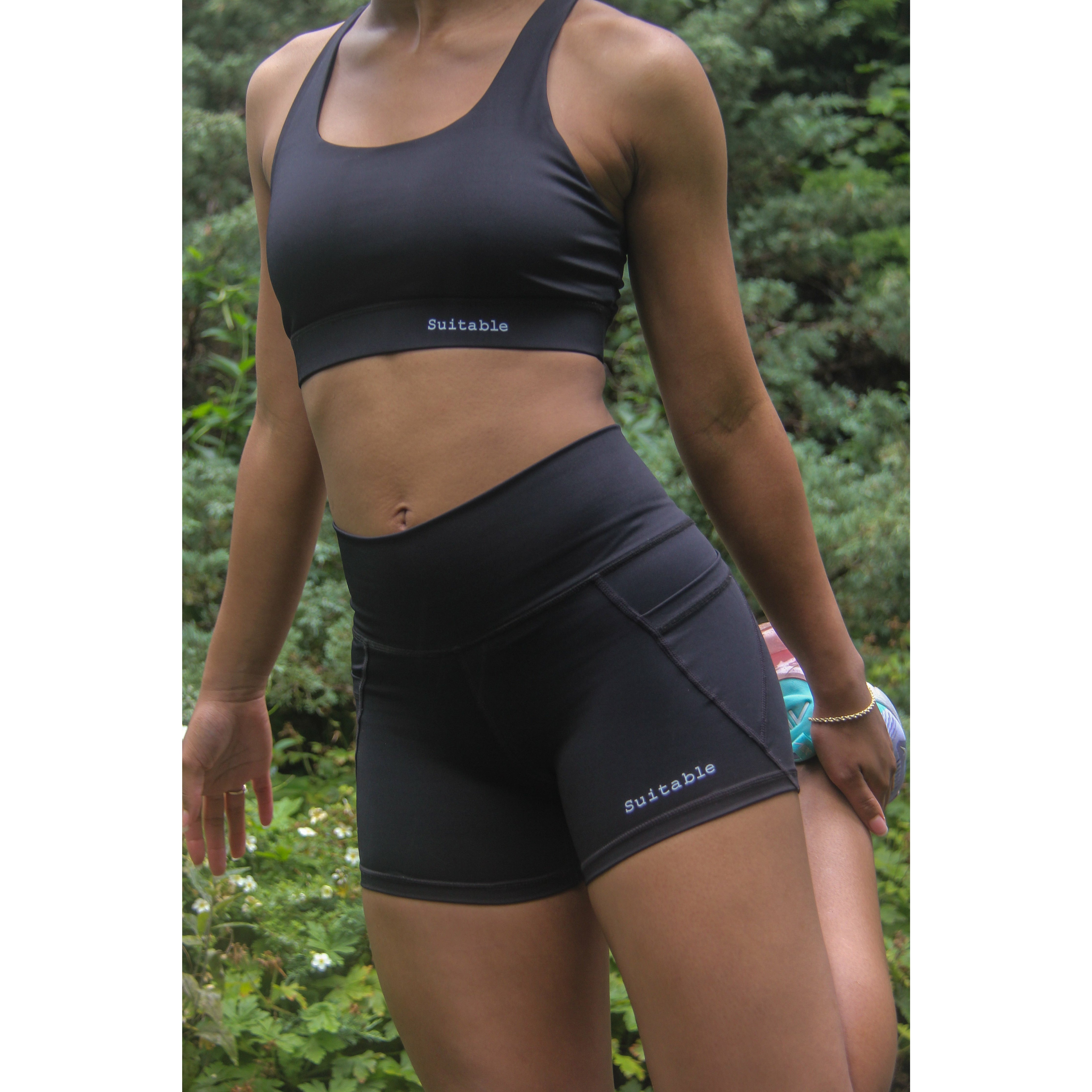 Adult Black Sports bra and shorts set